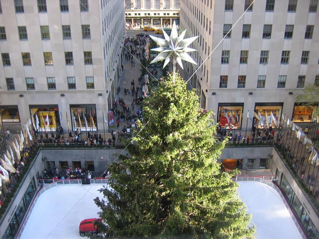 The Rockefeller Center Christmas Tree scaffolding comes down